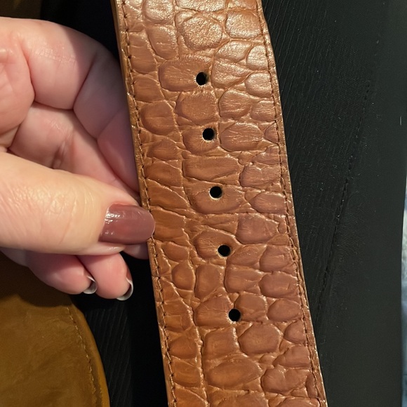 Vintage Classiques For Nordstrom Brown Croc Print Leather Buckle Belt size L - Picture 5 of 6